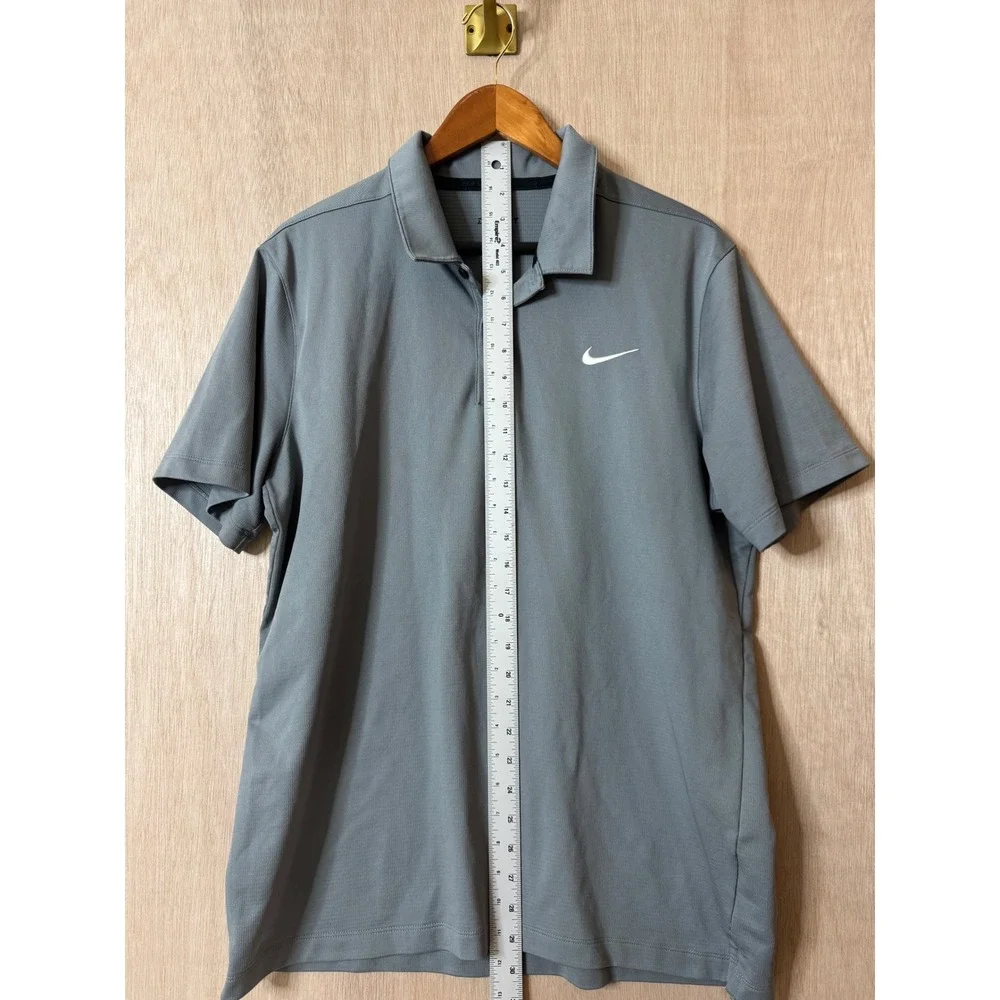 Nike Golf Shirt Mens Large Gray Dri-FIT Waffle Knit Short Sleeve Polo Athletic